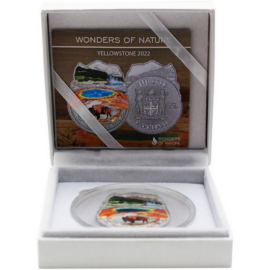 2022 Fiji Silver Yellowstone National Park Colorized 1oz Coin in OGP