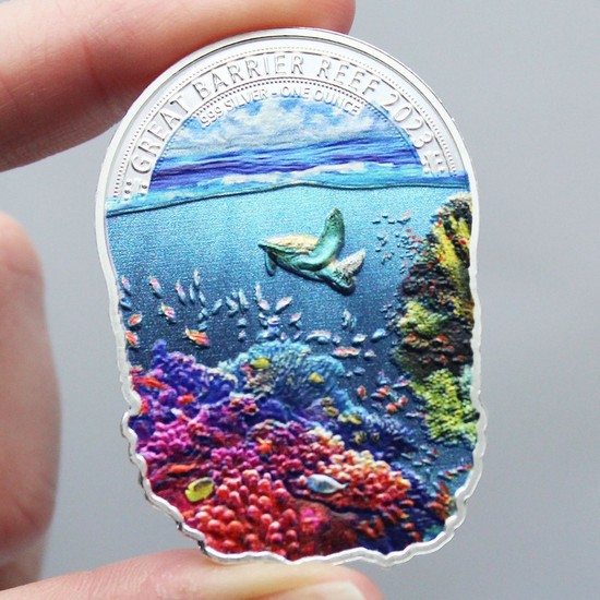 2023 Fiji Silver Great Barrier Reef Colorized 1oz Coin in OGP