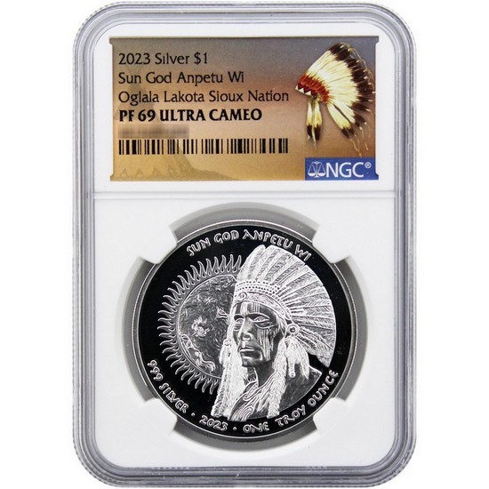 2023 Silver Native American Series: "Sun God Anpetu Wi" 1oz Coin PF69 UC NGC Native American Label