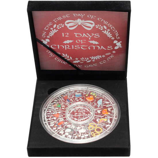 2024 12 Days of Christmas Round Puzzle Set of 12 Silver Plated Coins and 1 Medal in OGP