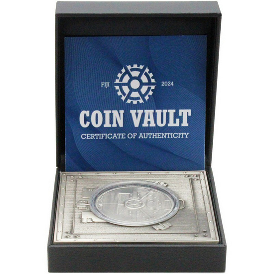 2024 Fiji Silver Coin Vault 1oz Antiqued Coin and Silver Plated Ingot