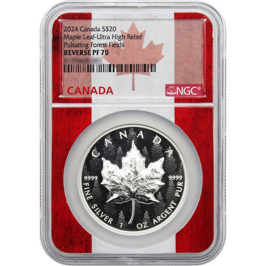 2024 Canada Silver Maple Leaf 1oz UHR NGC REV PF70 UC Canada Label