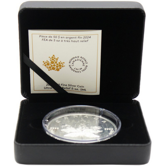 2024 $50 Canada Silver Maple Leaf Rev PF 5oz UHR Coin in OGP