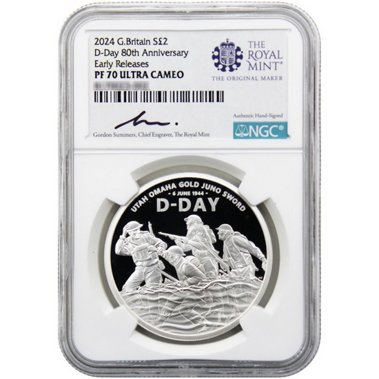 2024 Great Britain D-Day 80th Anniv 1oz Silver Coin PF70 UC ER NGC Royal Mint Label