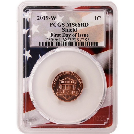 2019 W Lincoln Shield Cent MS68 RD FDI PCGS Flag Picture Frame