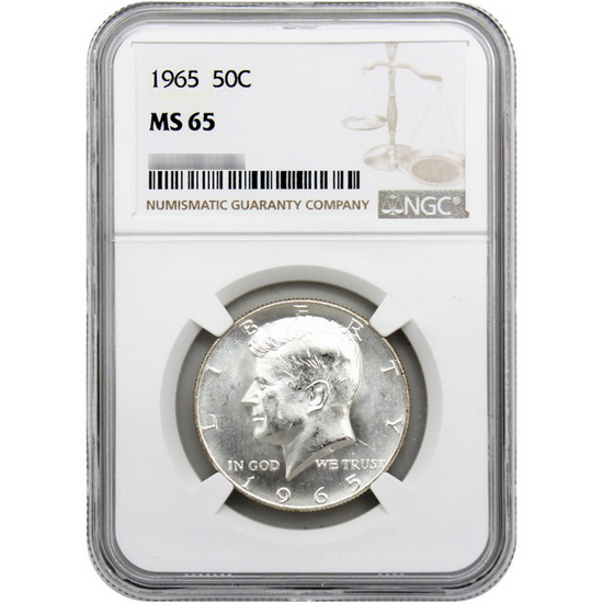 1965 Kennedy Half Dollar MS65 NGC Brown Label