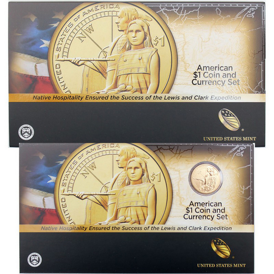 2014 D Native American Dollar Coin and Currency Set In OGP