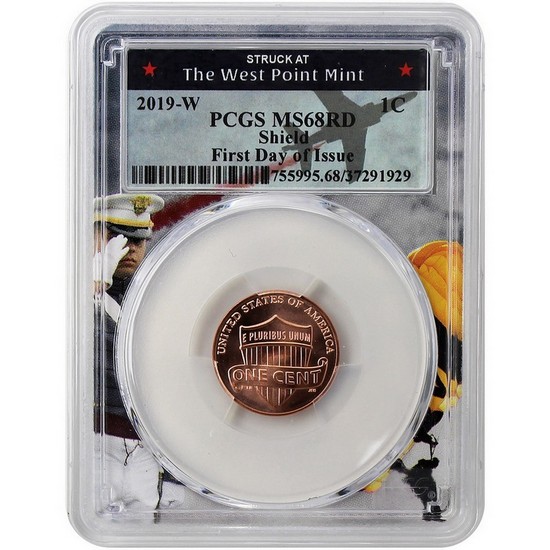 2019 W Lincoln Shield Cent MS68 RD FDI PCGS West Point Picture Frame