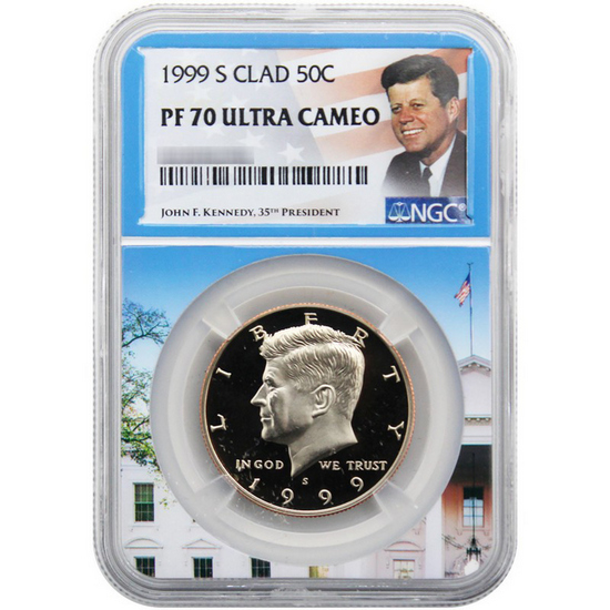 1999 S Clad Kennedy Half Dollar PF70 UC NGC Portrait Label