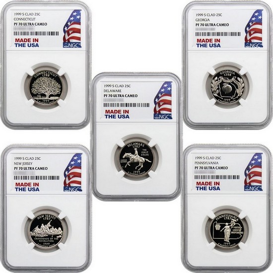 1999 S Statehood Quarter Set PF70 UC NGC Made in the USA Holder