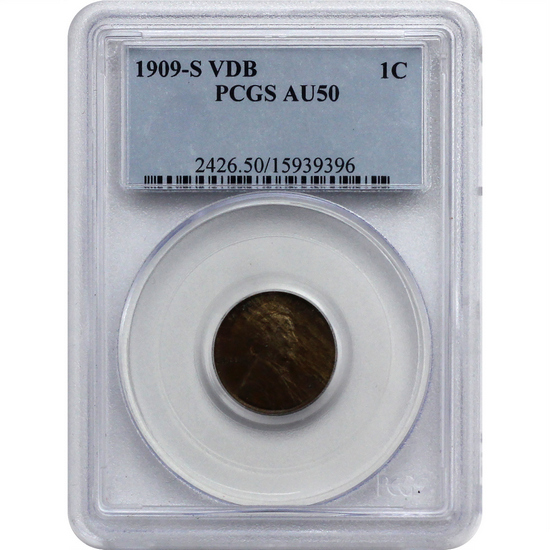 1909 S VDB Lincoln Wheat Cent AU50 BN PCGS