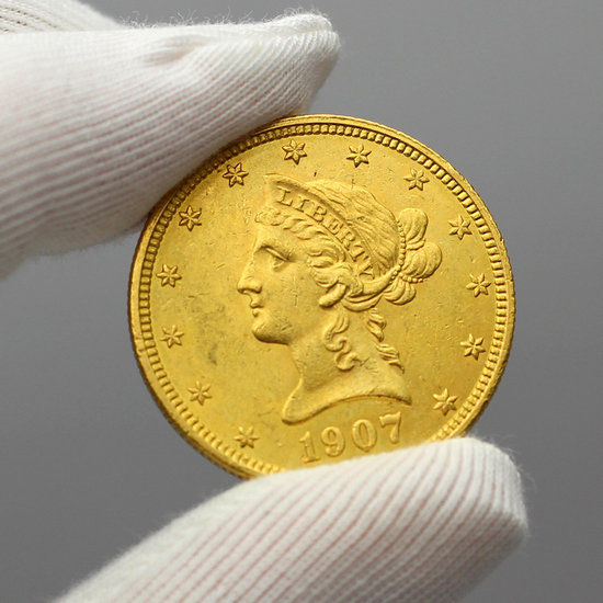 1907 $10 Liberty Head Gold Coin AU | SilverTowne