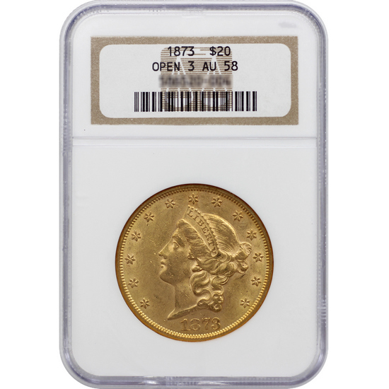 1873 $20 Gold Liberty AU-58 NGC