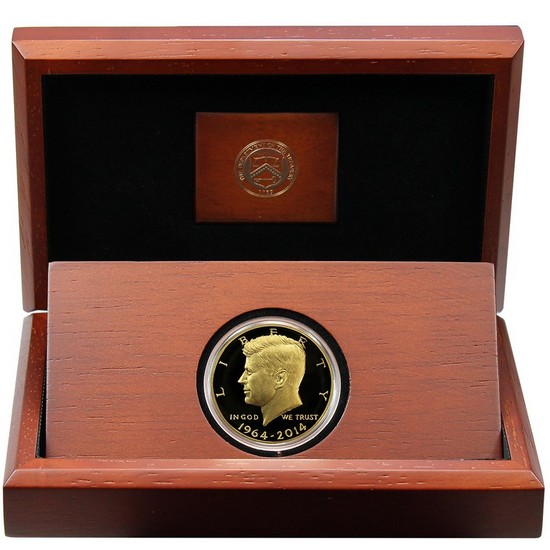 2014 W Gold Kennedy 50th Anniversary HR Proof Half Dollar in OGP