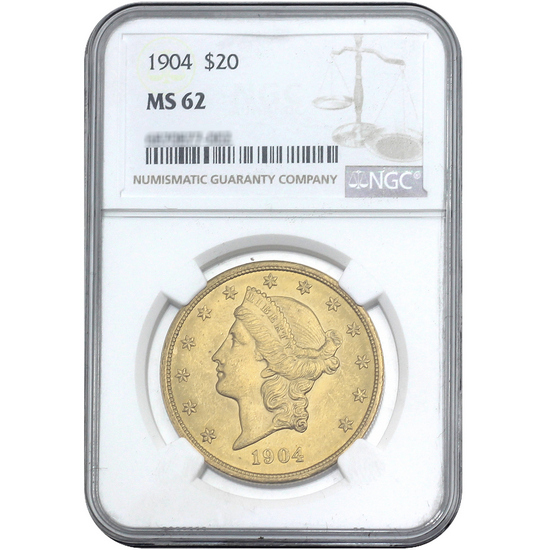 1904 20 Liberty Head Gold Coin Ms62 Ngc Silvertowne