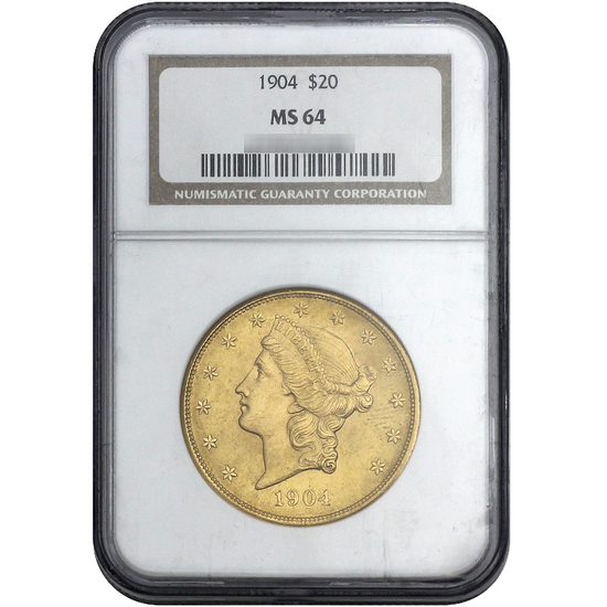 1904 $20 Gold Liberty Head Coin MS64 NGC Brown Label