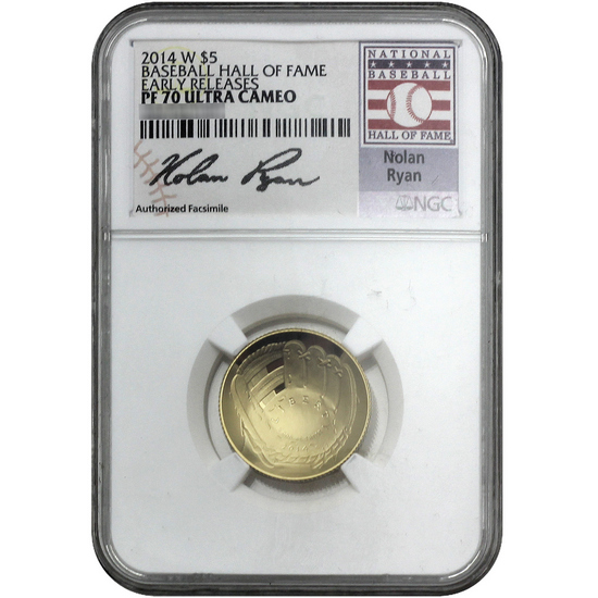 2014 W Baseball Gold Commemorative PF70 UC ER NGC Nolan Ryan Facsimile Autograph