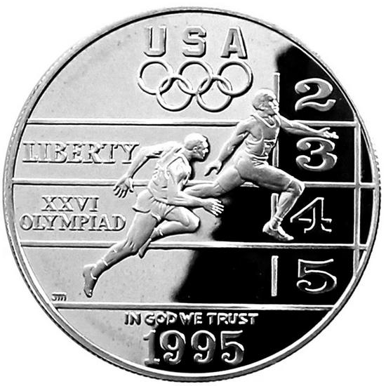 1995 P Olympic Track and Field Silver Dollar PF