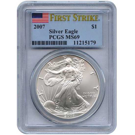 2007 Silver American Eagle MS69 FS PCGS Flag Label