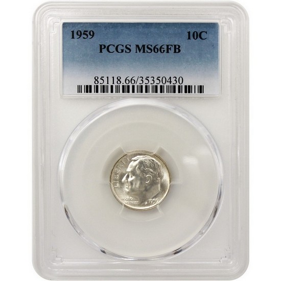 1959 Roosevelt Dime MS66 FB PCGS Blue Label