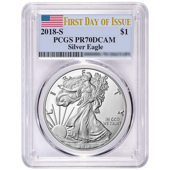 2018 S Silver American Eagle Coin PR70 FDI DCAM PCGS Flag Label