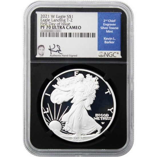 2021 W Silver American Eagle Type 2 PF70 UC FDI NGC Signed Black Core