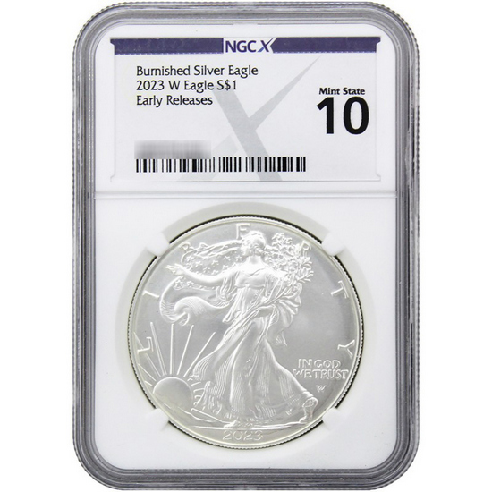 2023 W Burnished Silver American Eagle MS10 ER NGCX Label