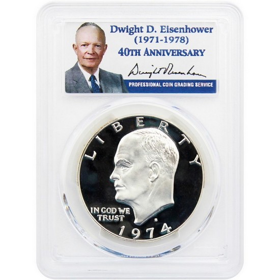 1974 S Silver Eisenhower Dollar MS69 DCAM PCGS Eisenhower Label