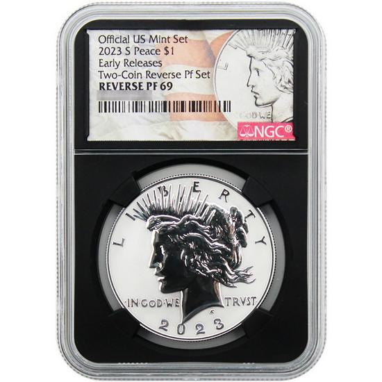 2023 S Peace Silver Dollar Set Rev PF69 ER NGC Black Core