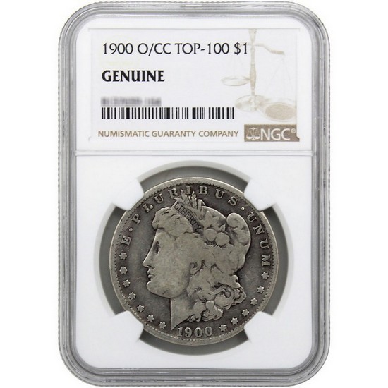 1900 O/CC Top 100 Morgan Silver Dollar Genuine NGC Brown Label