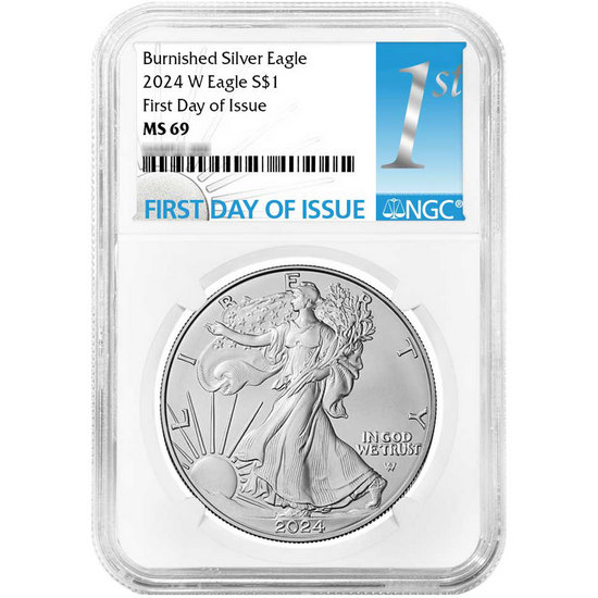 2024 W Burnished Silver American Eagle MS69 FDI NGC 1st Label