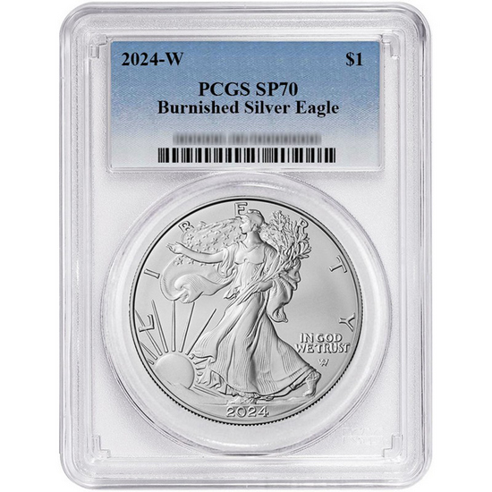 2024 W Burnished Silver American Eagle SP70 PCGS Blue Label