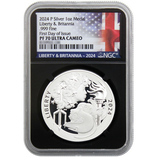 2024 Silver Liberty & Britannia PF70 UC FDI NGC Dual Flag Label