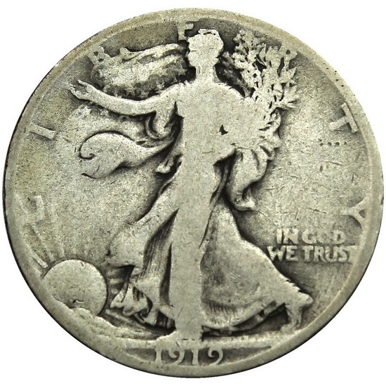 1919 D Silver Walking Liberty Half Dollar G/VG Condition