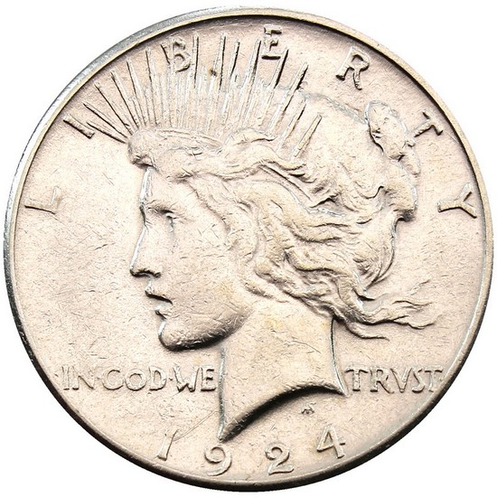 1924 Silver Peace Dollar AU/BU Condition