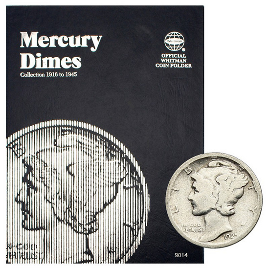 1916-1945 Mercury Dime Silver Set in Tri-Fold Album