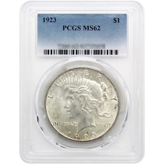 1923 Peace Dollar Silver MS62 PCGS