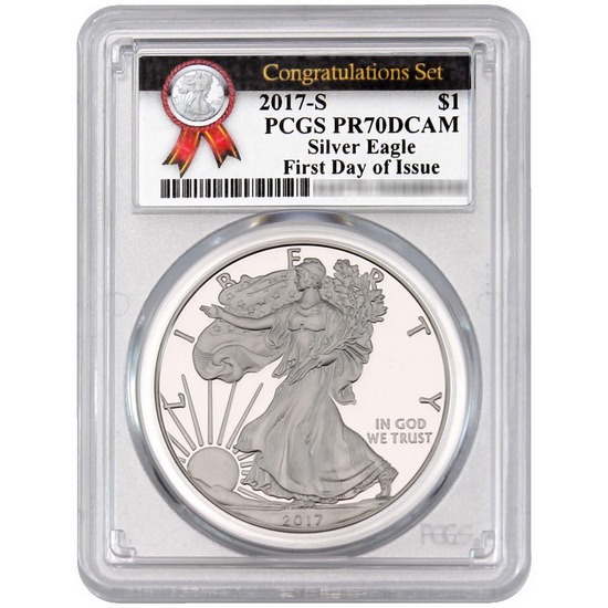 2017 S Congratulations Set Silver American Eagle PR70 DCAM FDI PCGS Red Bow Label