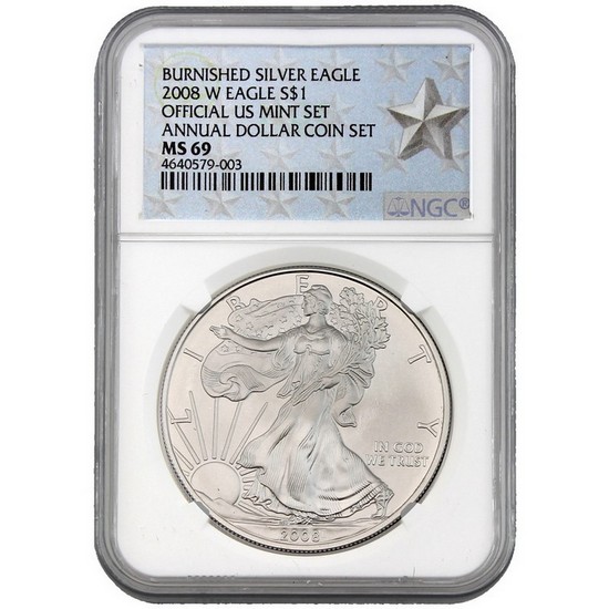 2008 W Burnished SAE from the Annual Dollar Set MS69 NGC Silver Star Label