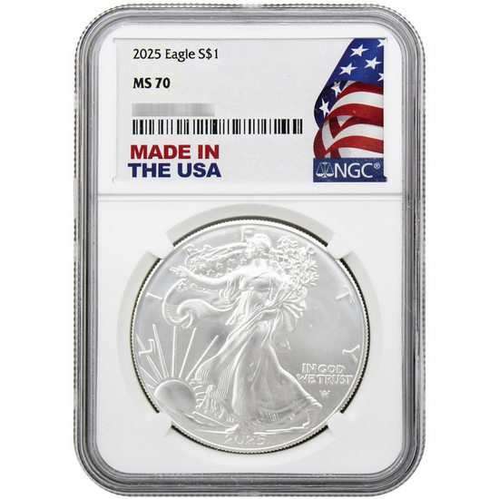 2025 Silver American Eagle Coin MS70 NGC Made in The USA Holder