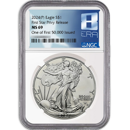 2024 (P) Star Privy Silver American Eagle Coin MS69 NGC 8th Era Label