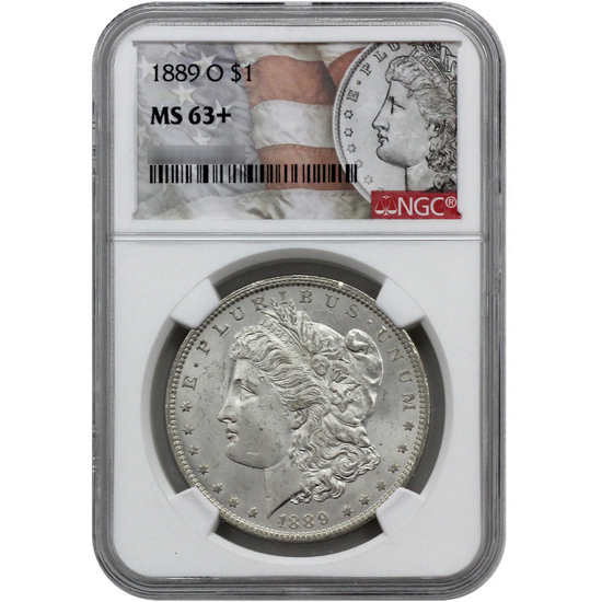 1889 O Morgan Silver Dollar MS63+ NGC Morgan/Flag Label