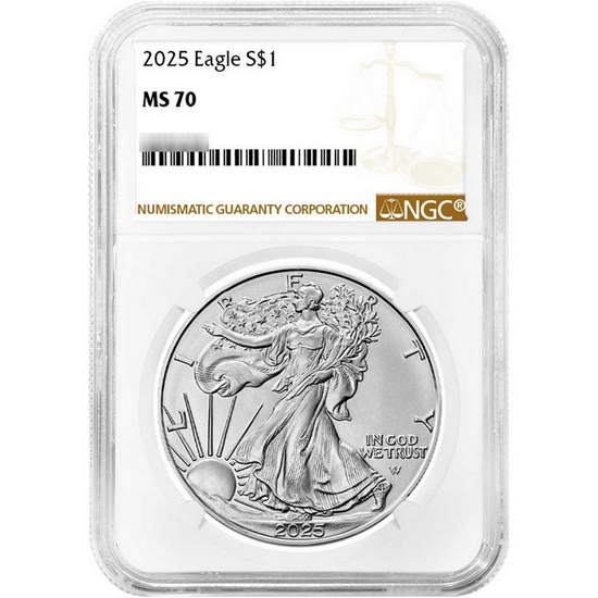 2025 Silver American Eagle Coin MS70 NGC Brown Label