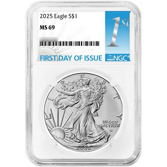 2025 Silver American Eagle Coin MS69 FDI NGC 1st Label