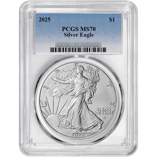 2025 Silver American Eagle Coin MS70 PCGS Blue Label