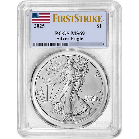 2025 Silver American Eagle Coin MS69 FS PCGS Flag Label