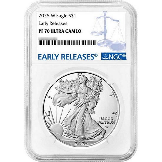 2025 W Silver American Eagle Coin PF70 UC ER NGC Blue Label