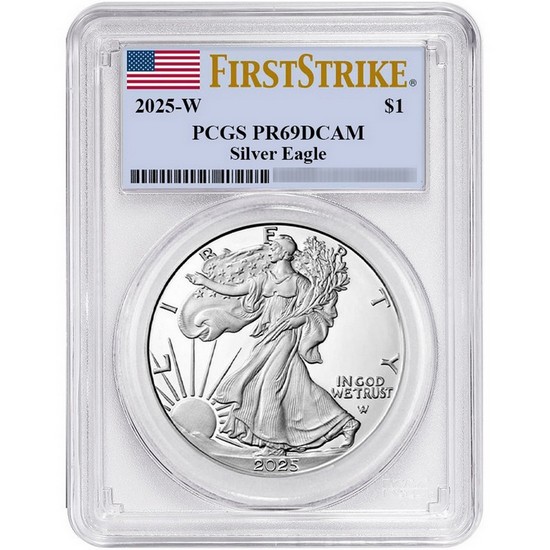 2025 W Silver American Eagle Coin PR69 DCAM FS PCGS Flag Label