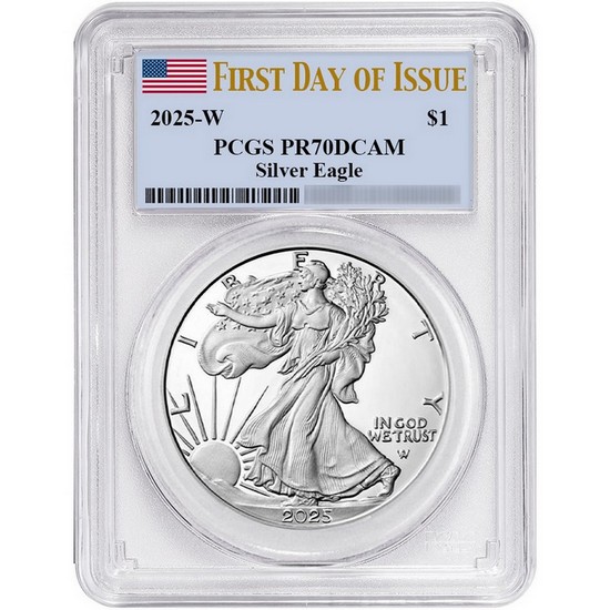 2025 W Silver American Eagle Coin PR70 DCAM FDI PCGS Flag Label