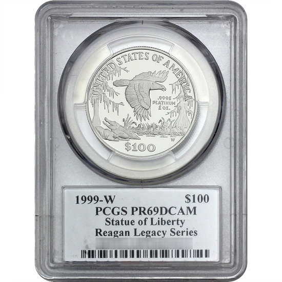 1999 W Platinum American Eagle PR69 DCAM PCGS Michael Reagan Signed